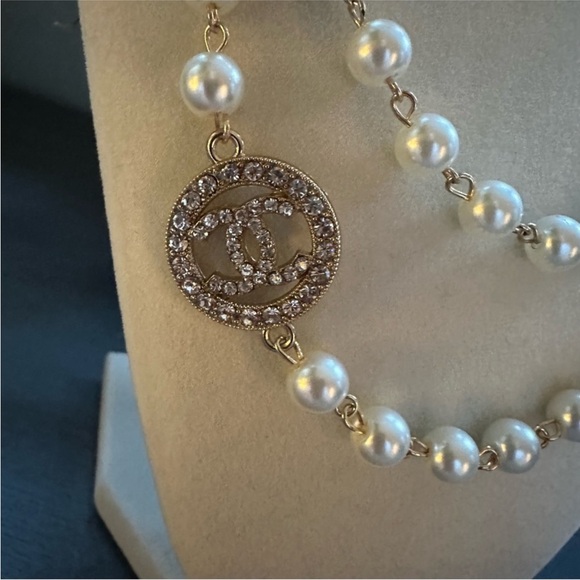 Gold Tone With Crystals One Inch Zipper Pull Charm Stamped Chanel On Back - Picture 2 of 6